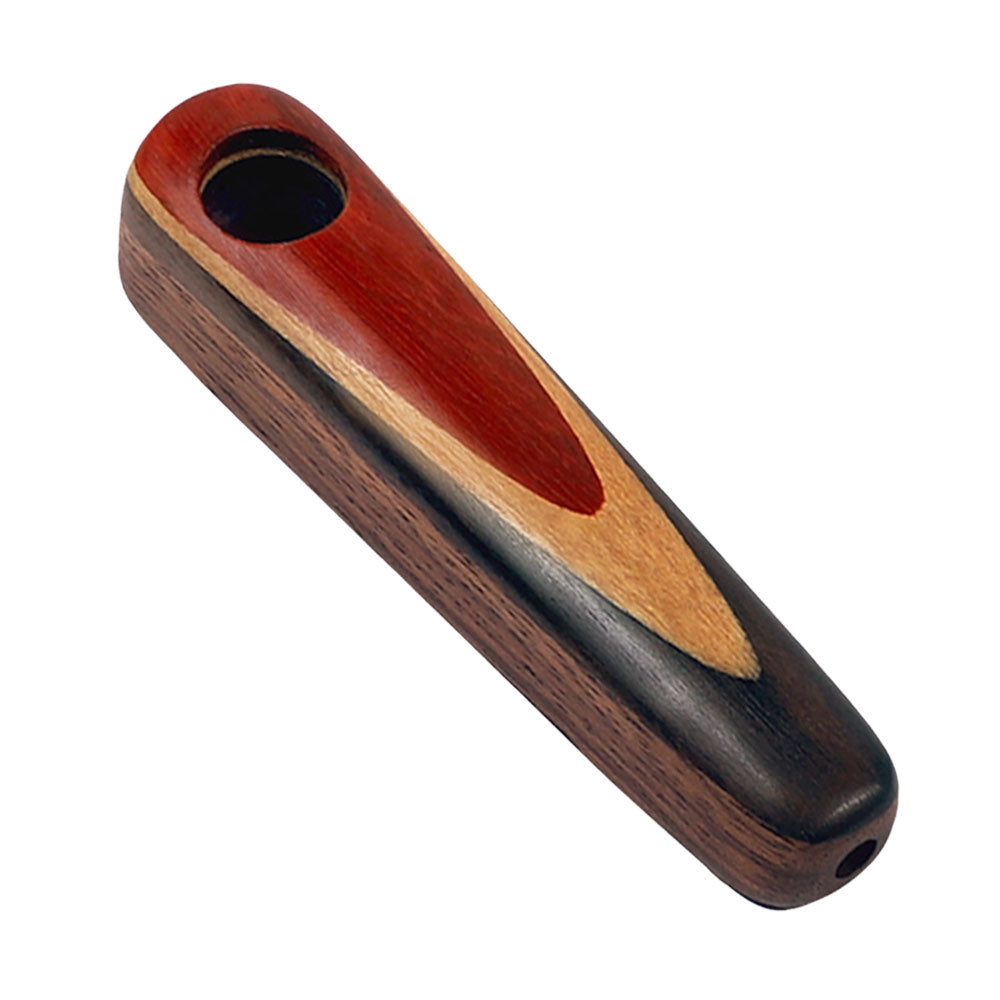 Melting Teardrop Wood Hand Pipe for Dry Herbs, 4" Spoon Design, Top View