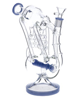 Milky Blue Glass Water Pipe with Quartz Banger by Valiant Distribution, 12" Recycler Design