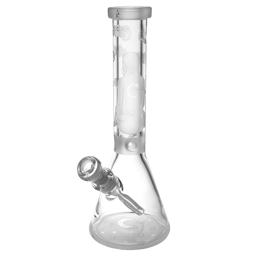 Milkyway Glass 14" Midnight Beaker Water Pipe with Intricate Design, Borosilicate Glass, Front View