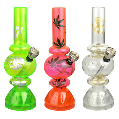 Mini Acrylic Bubble Water Pipes with Grinder Base in UV Reactive Colors