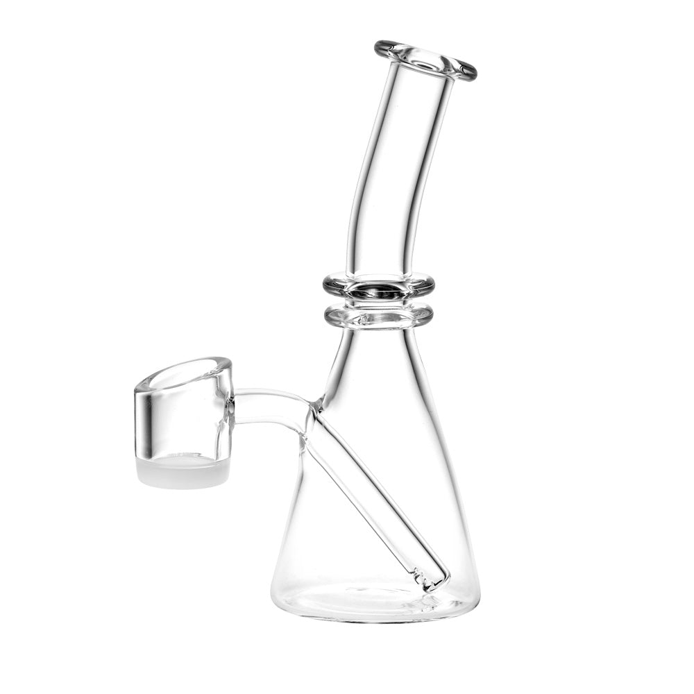 Mini Quartz Oil Rig with Opaque Bottom Banger, 90 Degree Joint, 5" Tall, Portable