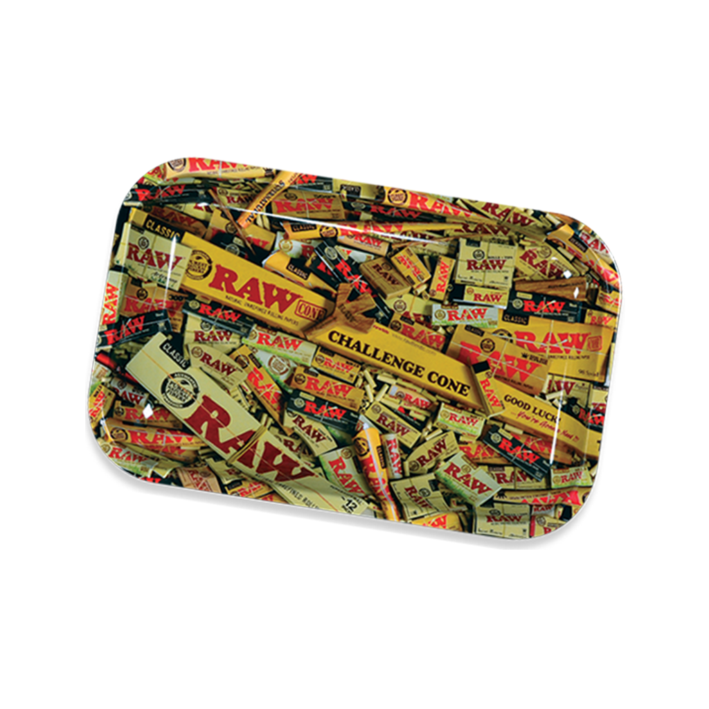 RAW Mini Essential Rolling Tray with Mixed Design - Compact for Easy Travel