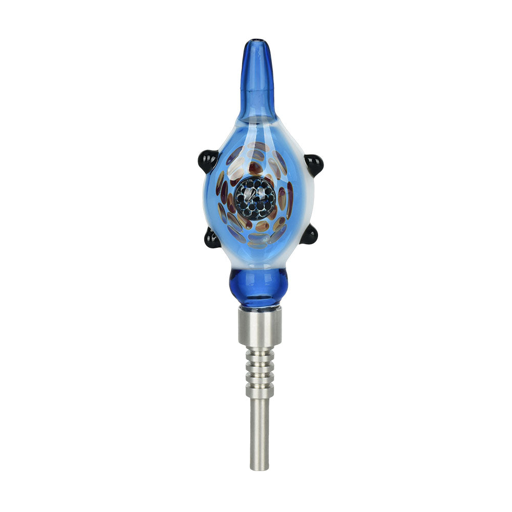 Blue Borosilicate Glass 2-in-1 Modular Bubbler & Dab Straw Combo, Front View, 7" Length