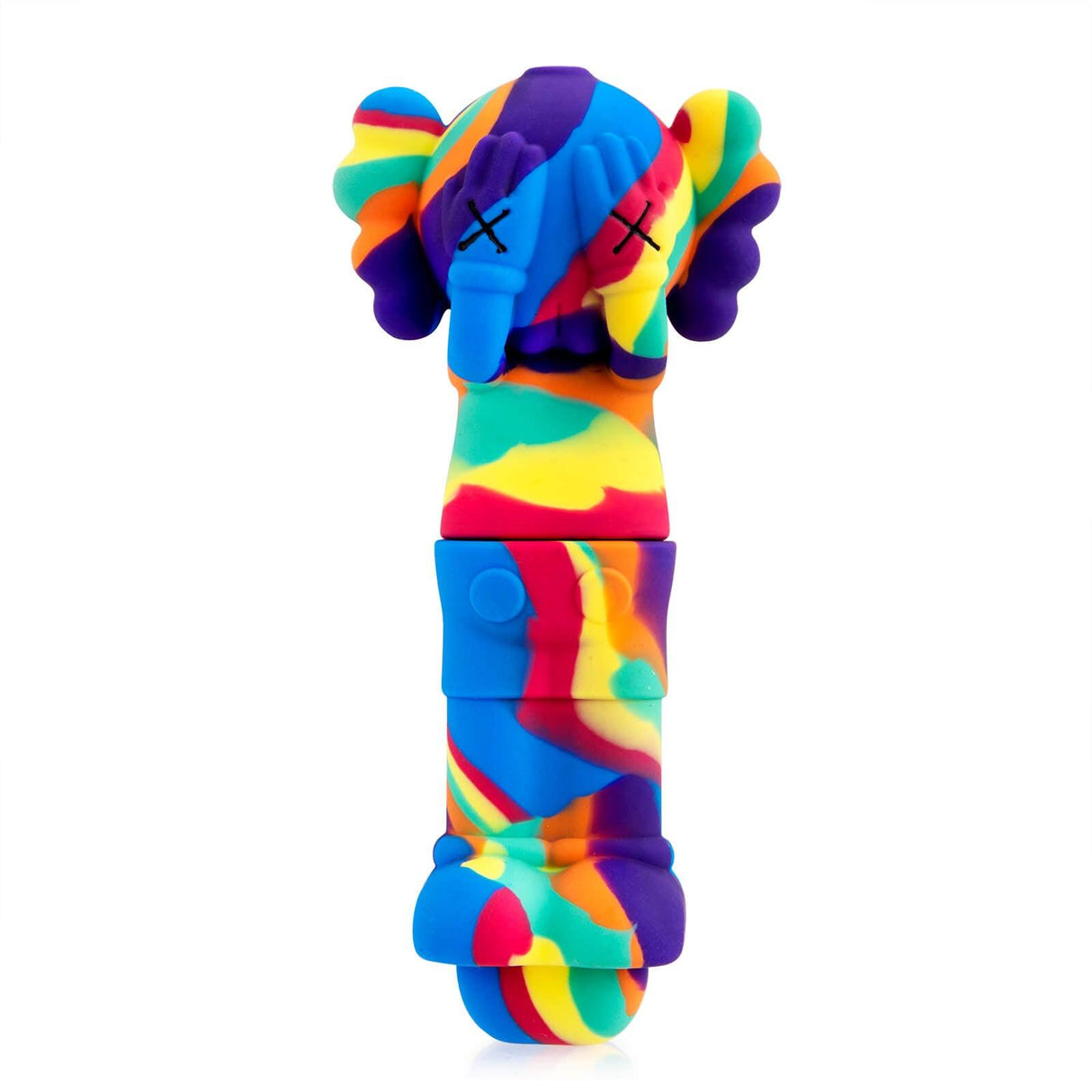 PILOTDIARY Kaws Silicone Pipe in vibrant colors, front view on a white background