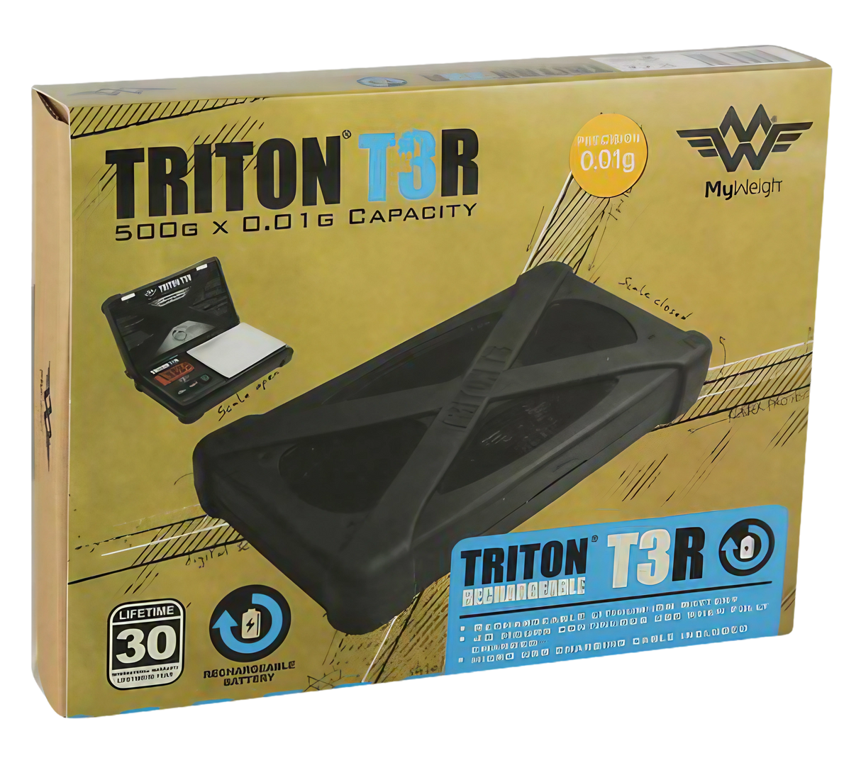 MyWeigh Triton T3R Precision Digital Scale - 500g Capacity with 0.01g Accuracy