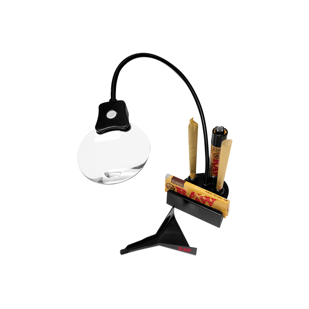 RAW Perspector LED & UV Light Magnifier with flexible neck for precision rolling accessory viewing