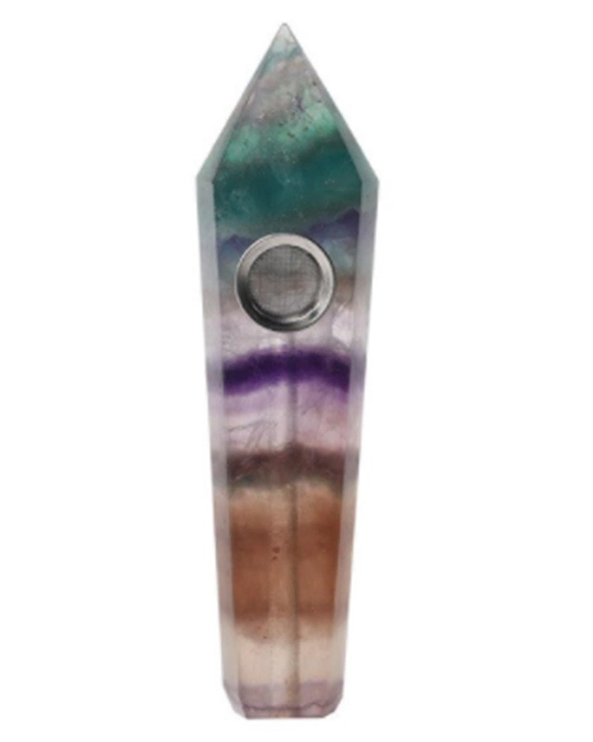 Valiant Distribution Natural Stone Pipe in Fluorite, Compact 4" Spoon Design, Portable for Dry Herbs