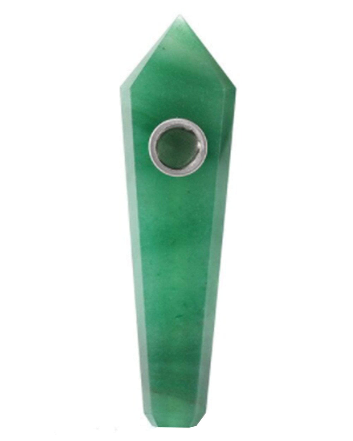 Valiant Distribution Natural Stone Pipe in Jade, 4" Portable Spoon Design for Dry Herbs, Front View