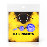 Honeybee Herb Dab Marble Set in Blue, Borosilicate Glass, Front View on Yellow Background