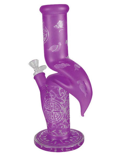 11.5" No Spill Zong Water Pipe in Purple Borosilicate Glass for Dry Herbs, Front View