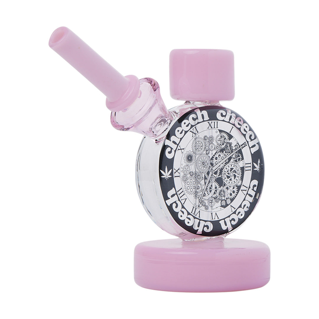 Cheech Glass 5" Clockwork Bong in Pink with Intricate Design - Front View