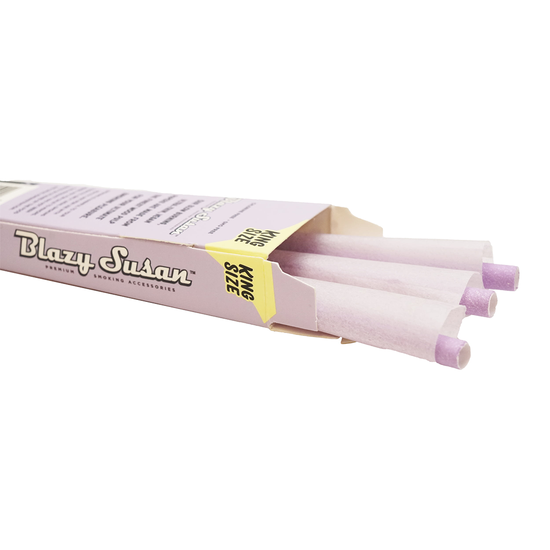 Blazy Susan Purple Paper Cones 3 Pack, 1 1/4 Size, Partial Box View with Cones
