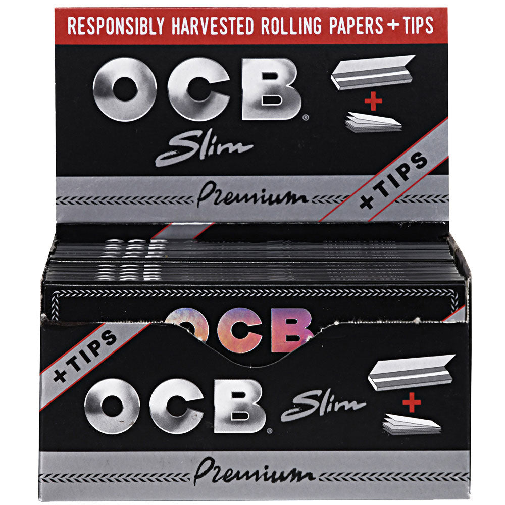 OCB Premium Rolling Papers & Tips 24 Pack, 1 1/4" Standard Size, Front View