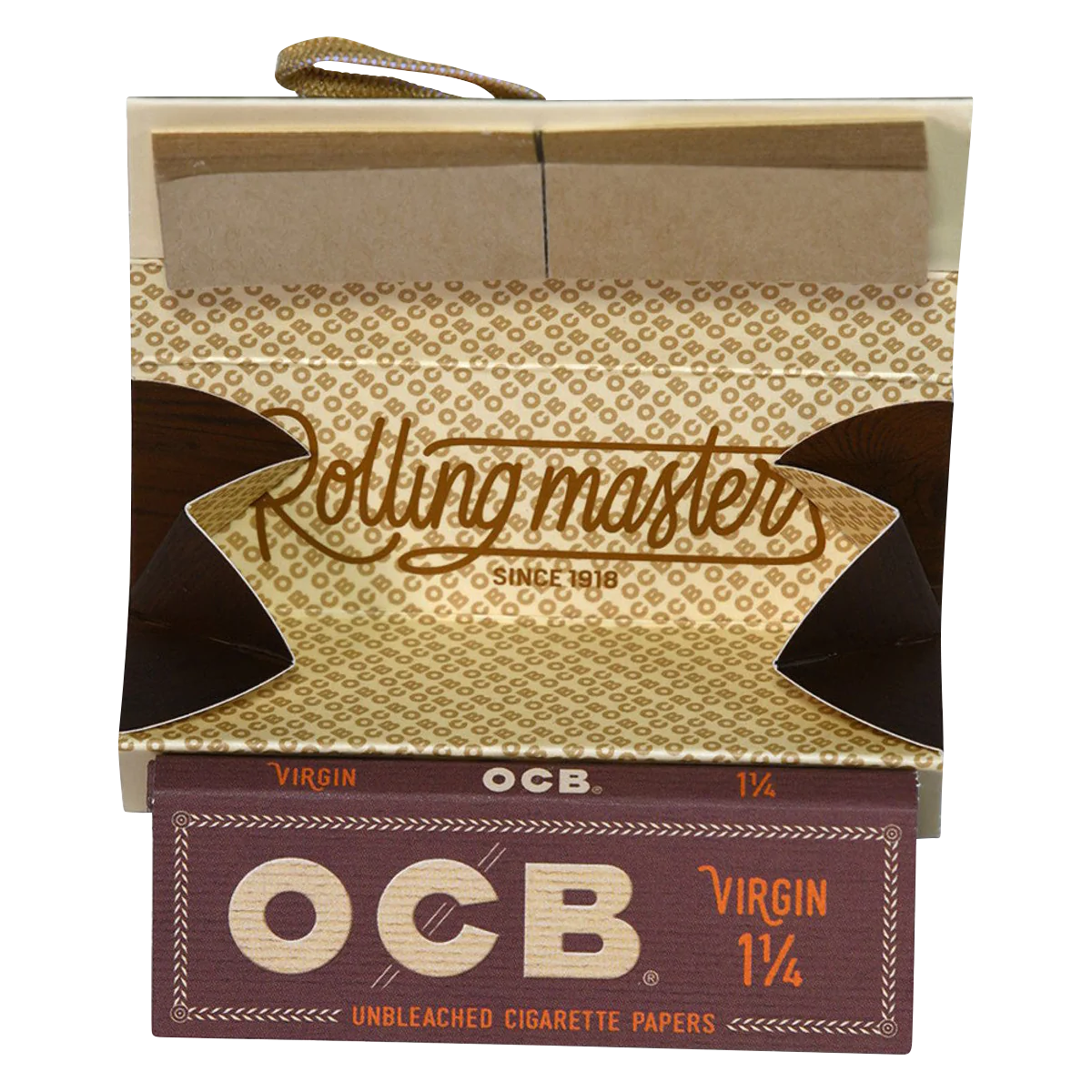 OCB Virgin 1 1/4" Unbleached Cigarette Papers 20 Pack Front View