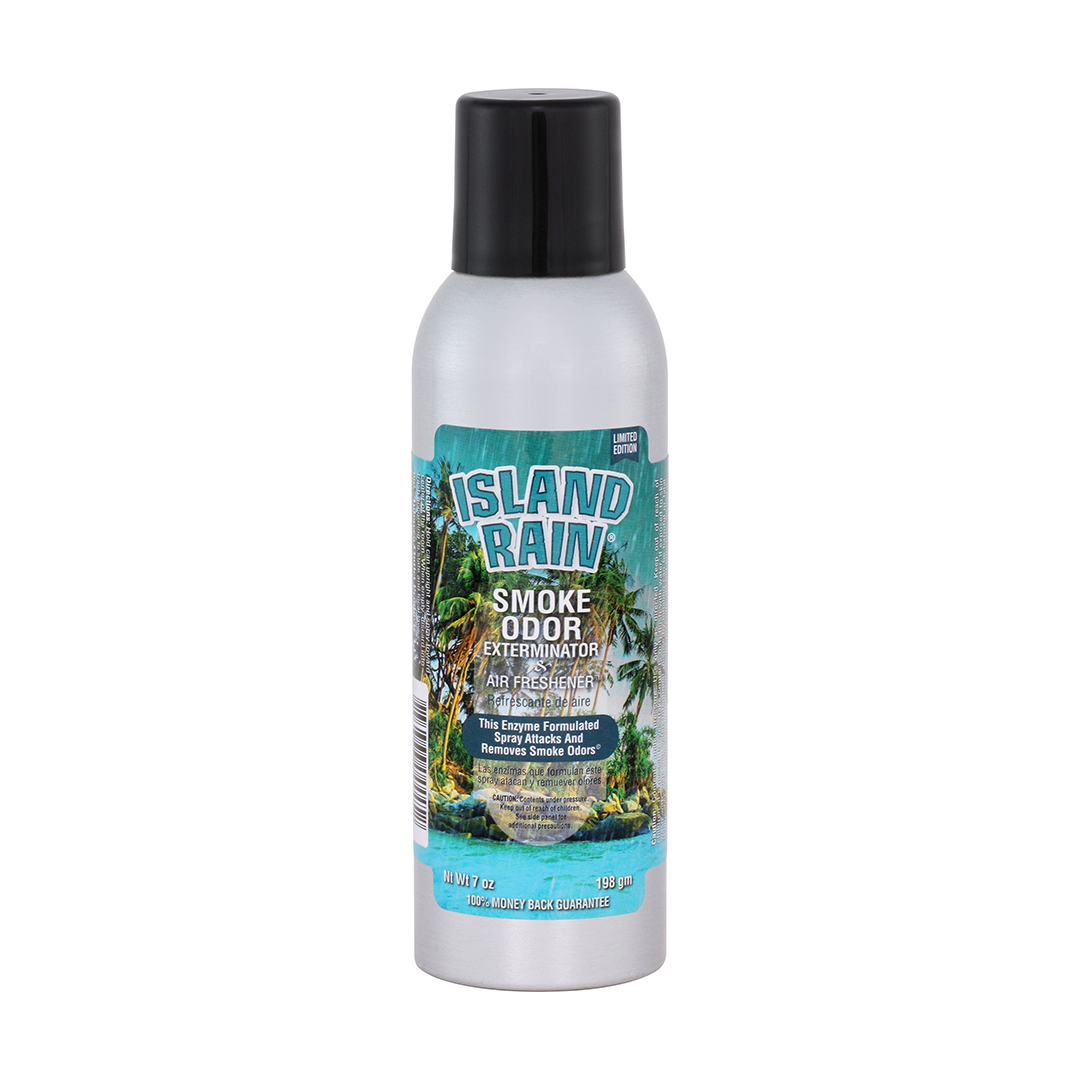 Smoke Odor 7oz Enzyme Spray in Island Rain scent, front view on white background