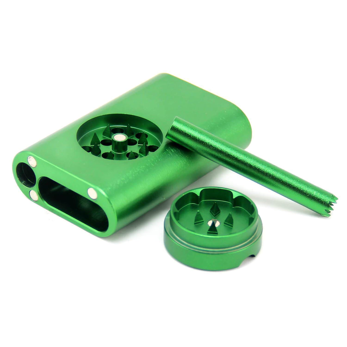 PILOT DIARY Dugout with Mini Grinder in Green - Front View on White Background