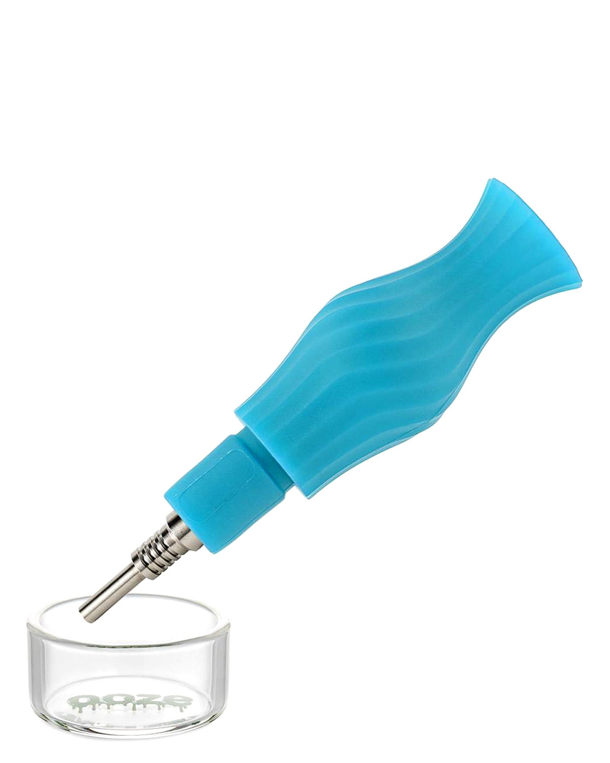 Ooze Clobb Silicone Pipe in Teal with Hammer Design, Glass Bowl, Ideal for Herbs & Concentrates