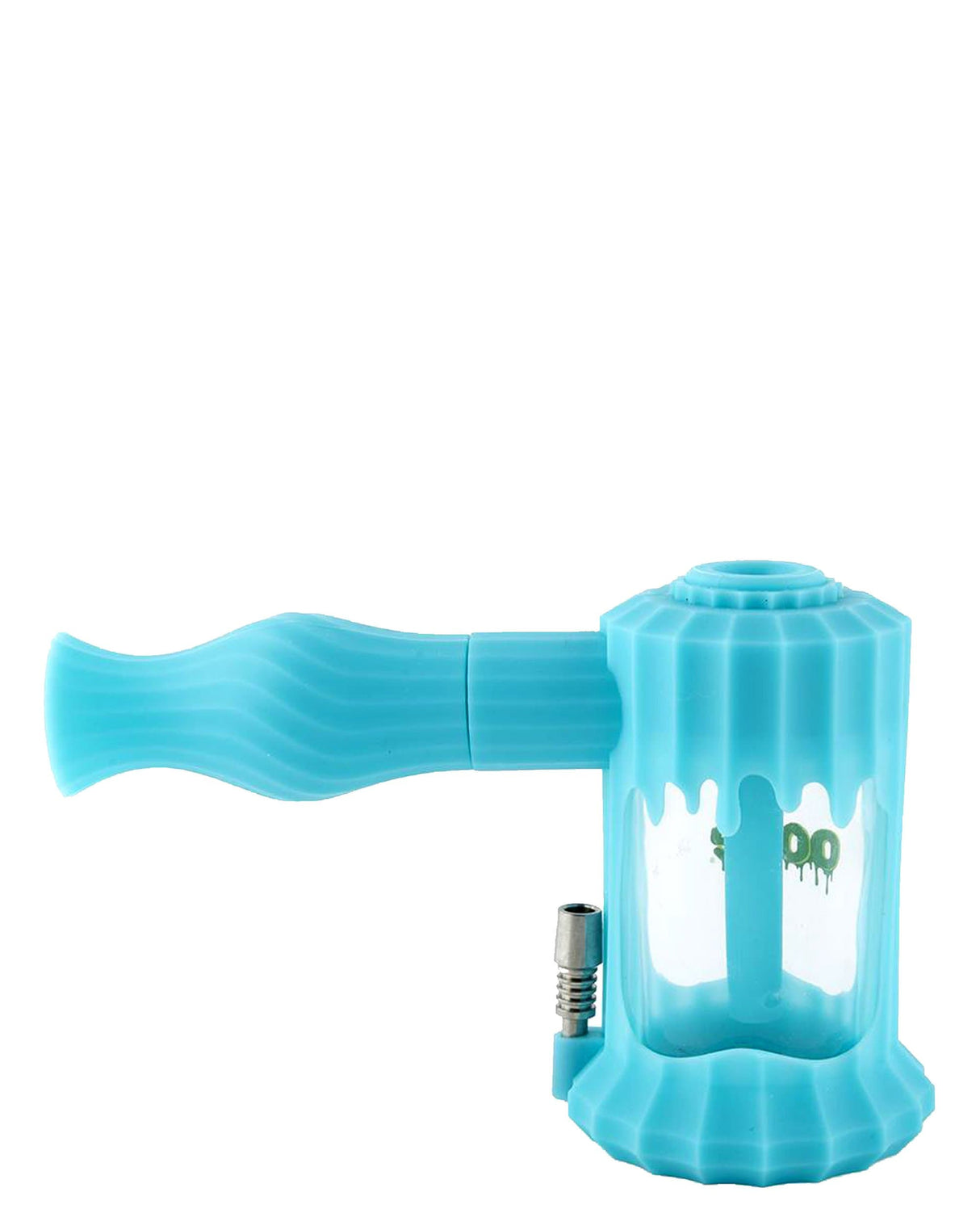 Ooze Clobb 4 in 1 Silicone Pipe in Teal, Side View, Versatile for Dry Herbs and Concentrates