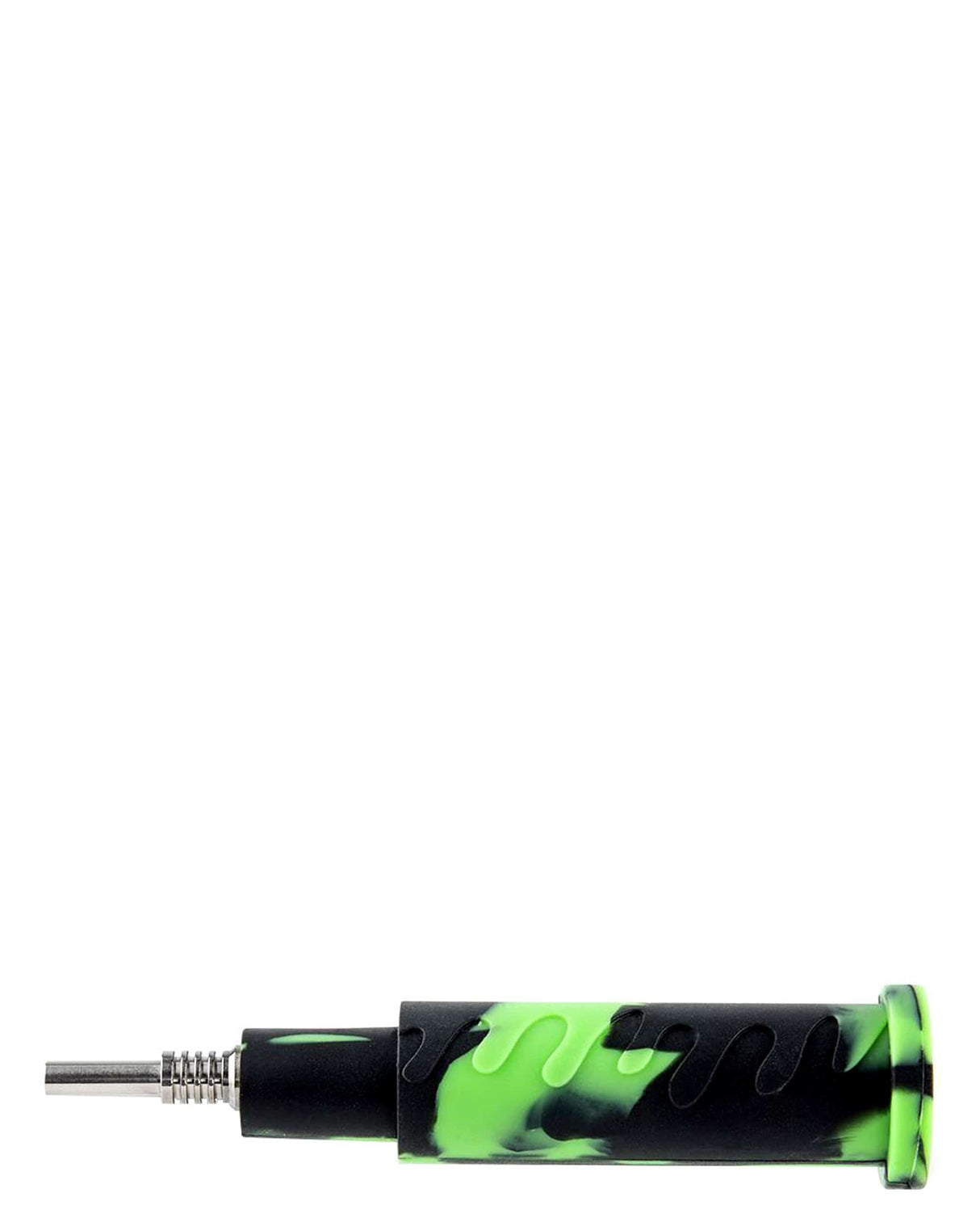 Ooze Cranium Bong & Dab Rig in Black & Green with Quartz Banger - Side View