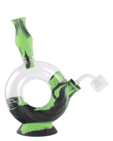 Ooze Ozone Silicone Bong in green and clear, 8" with slitted percolator, side view