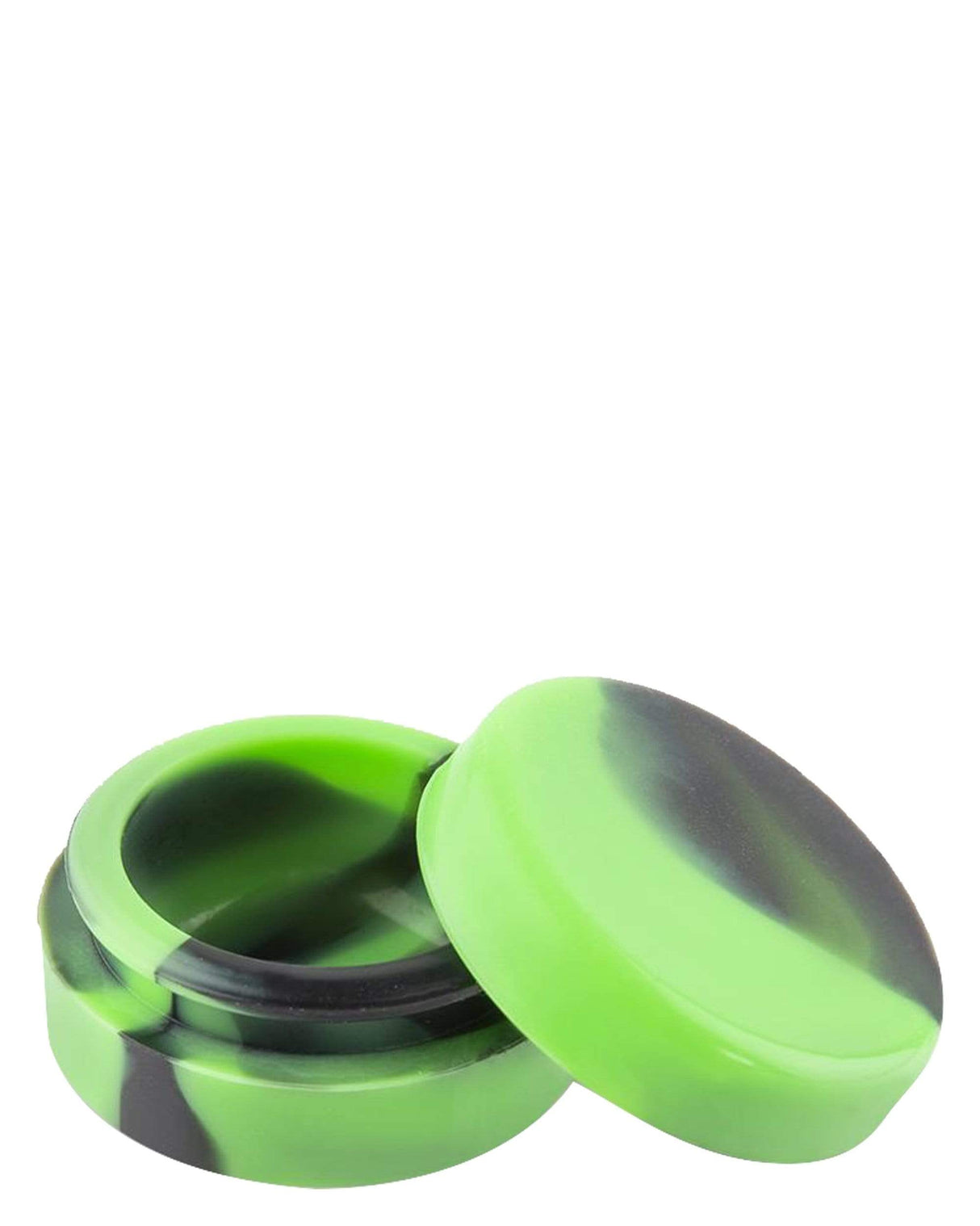 Ooze Silicone Stash Jar in Green and Black Swirl Design, Compact and Airtight