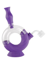 Ooze Ozone Silicone Bong in Purple & Clear, 8" Tall with Slitted Percolator, Front View