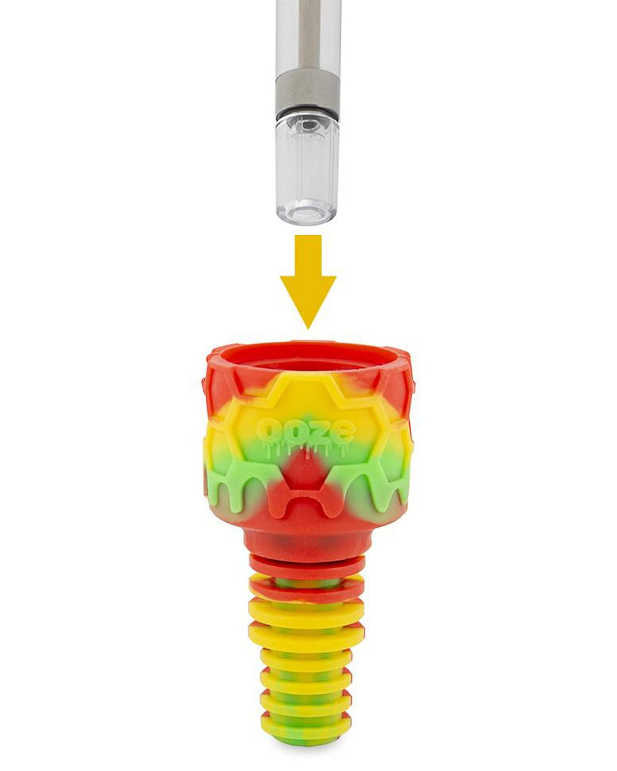 Ooze Ozone Silicone Bong Bowl with Slitted Percolator, Rasta Colors - Front View