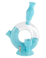 Ooze Ozone Silicone Bong in Teal, 8" with Slitted Percolator, Front View on White Background