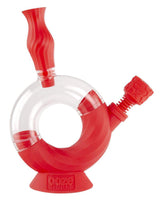 Ooze Ozone Silicone Bong in Red with Clear Bubble Design, 8" Tall, Side View