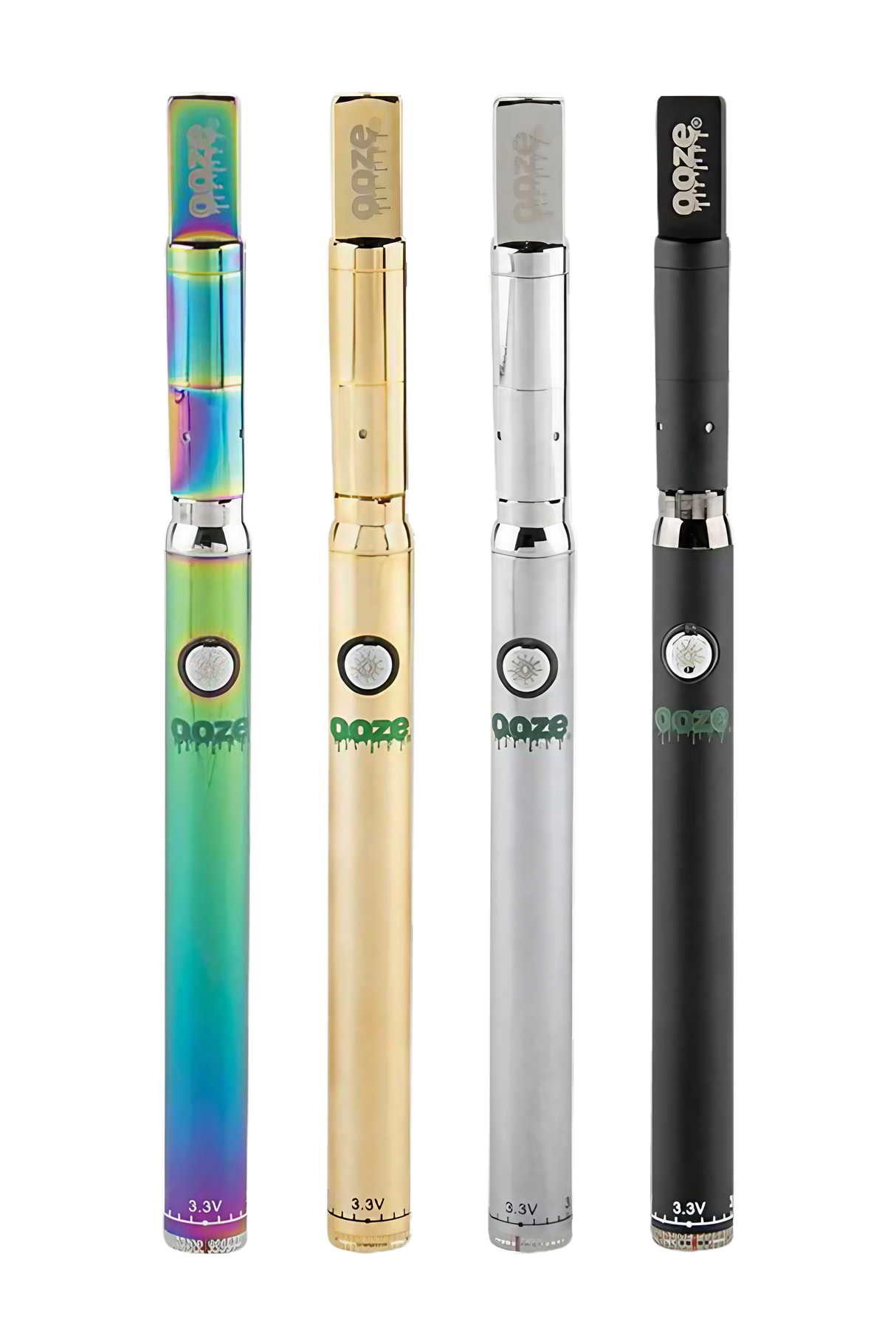 Ooze Slim Twist PRO Vape Kit in multiple colors, front view, 510 thread for concentrates