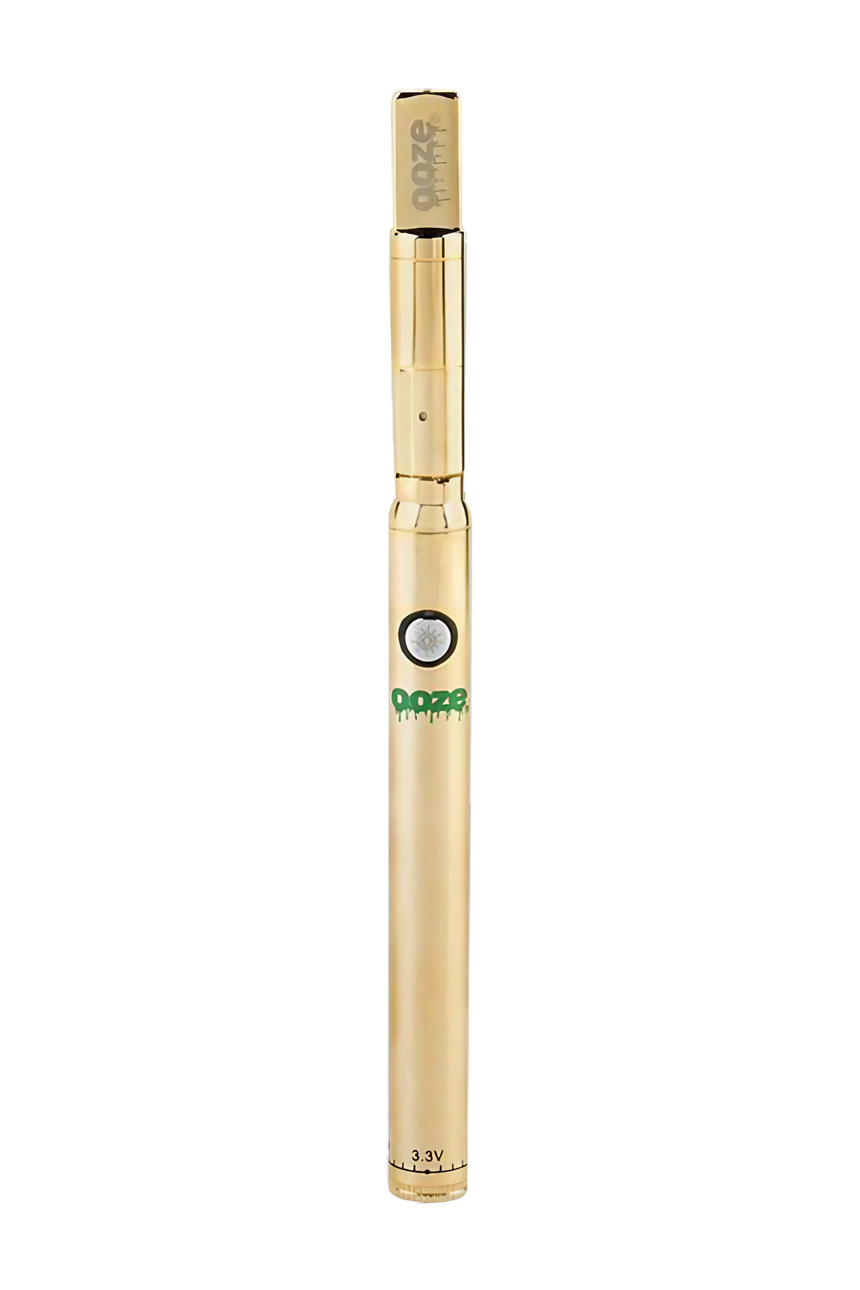 Ooze Slim Twist PRO Vape Kit in gold, 510 thread for concentrates, battery-powered, front view