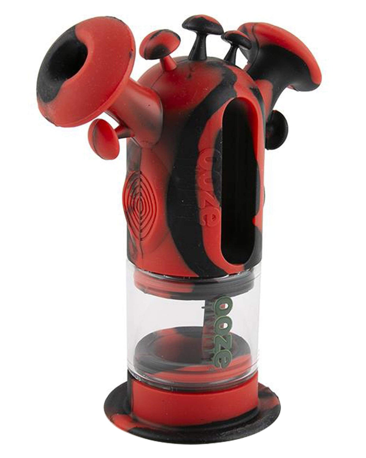 Ooze - Trip Silicone Bubbler in Red and Black, front view, perfect for dry herbs and concentrates