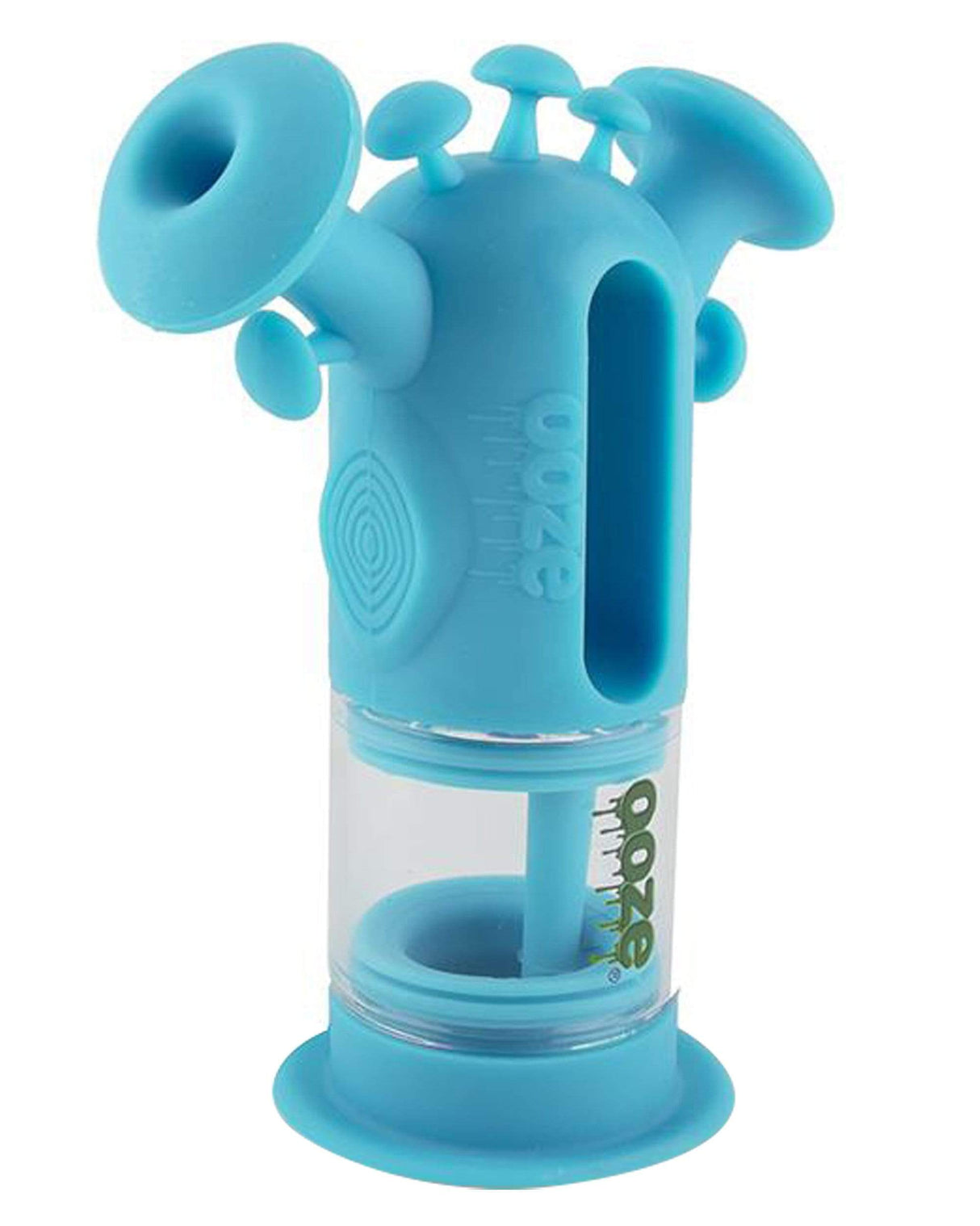 Ooze Trip Silicone Bubbler in Teal, 45 Degree Joint, for Dry Herbs & Concentrates, Front View