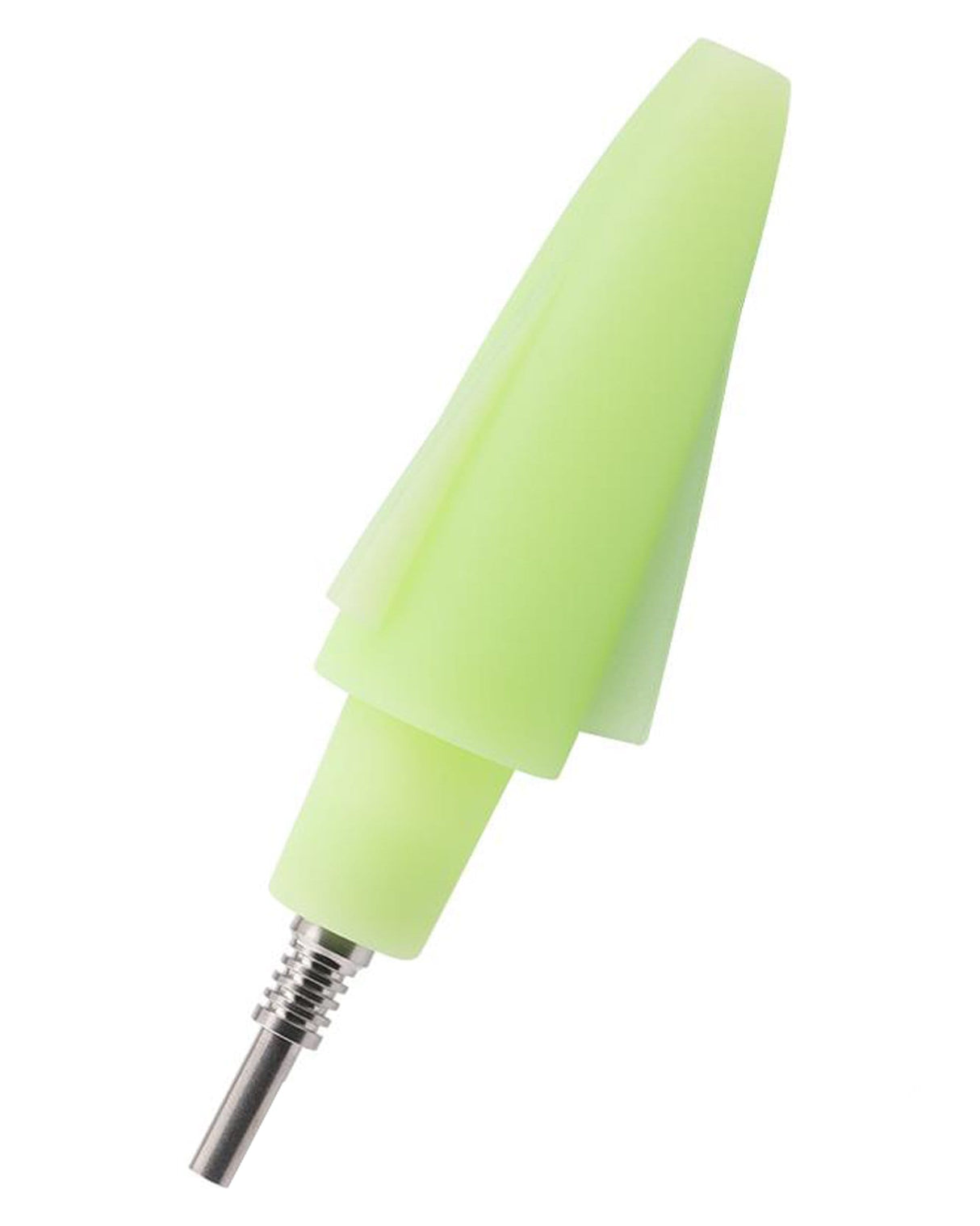 Ooze UFO Silicone Bong in Glow in the Dark Green, 7" Tall with Slitted Percolator, Front View