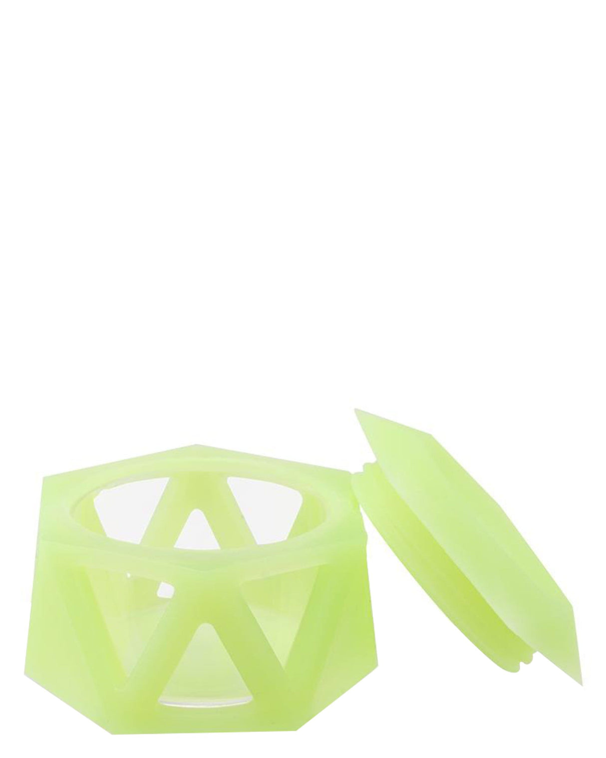 Ooze UFO Silicone Bong in Glow in the Dark Green, 7" Tall, Slitted Percolator, Front View