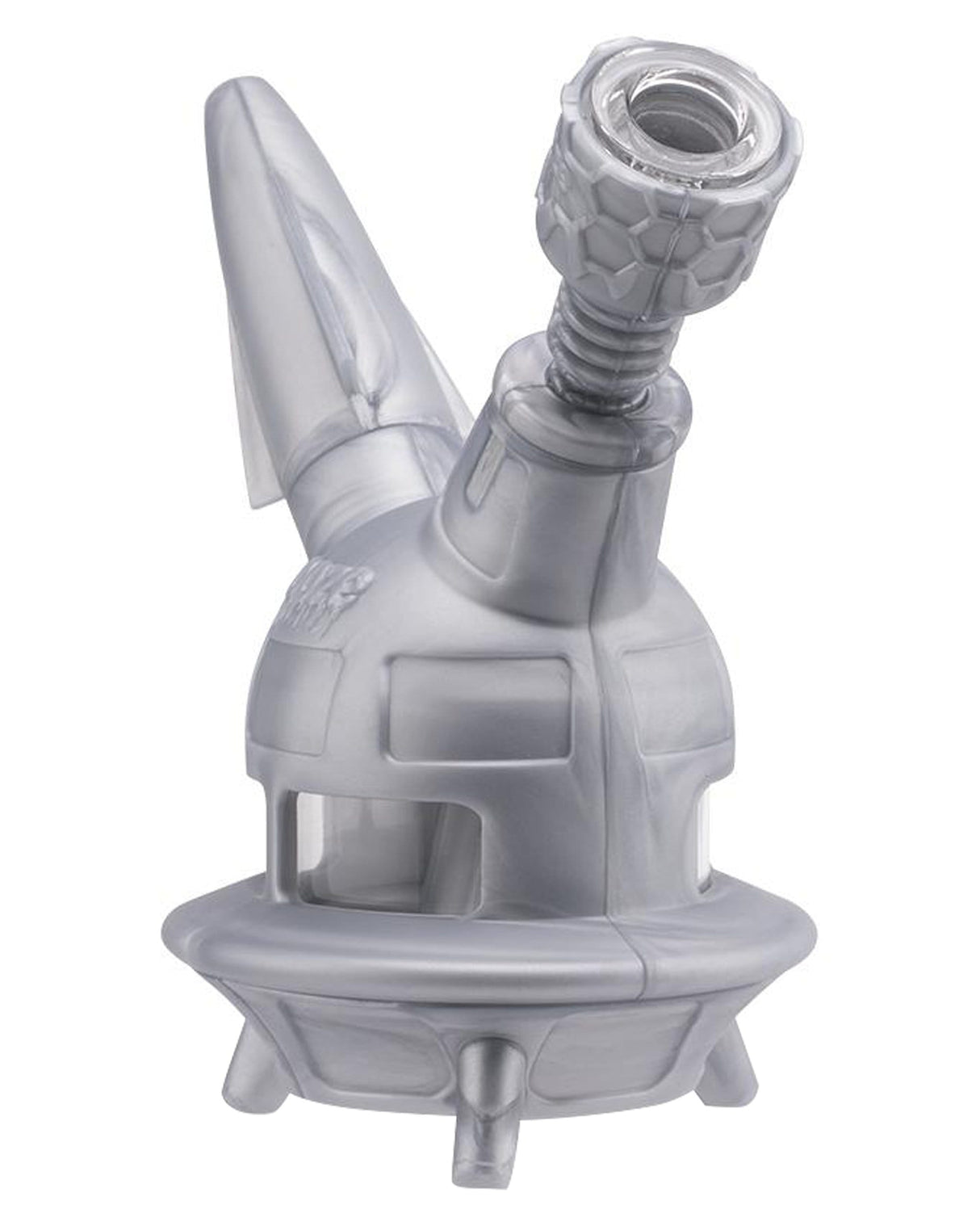 Ooze UFO Silicone Bong in Silver with Borosilicate Glass Bowl - 7" Tall