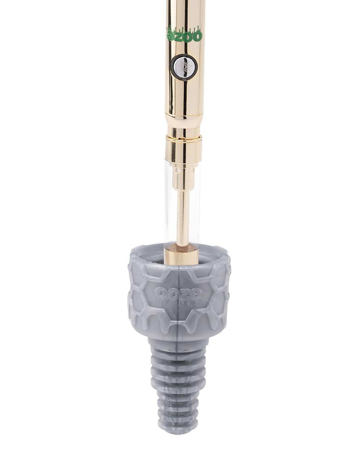 Ooze UFO Silicone Bong in Grey, Front View with Borosilicate Glass Tube for Dry Herbs