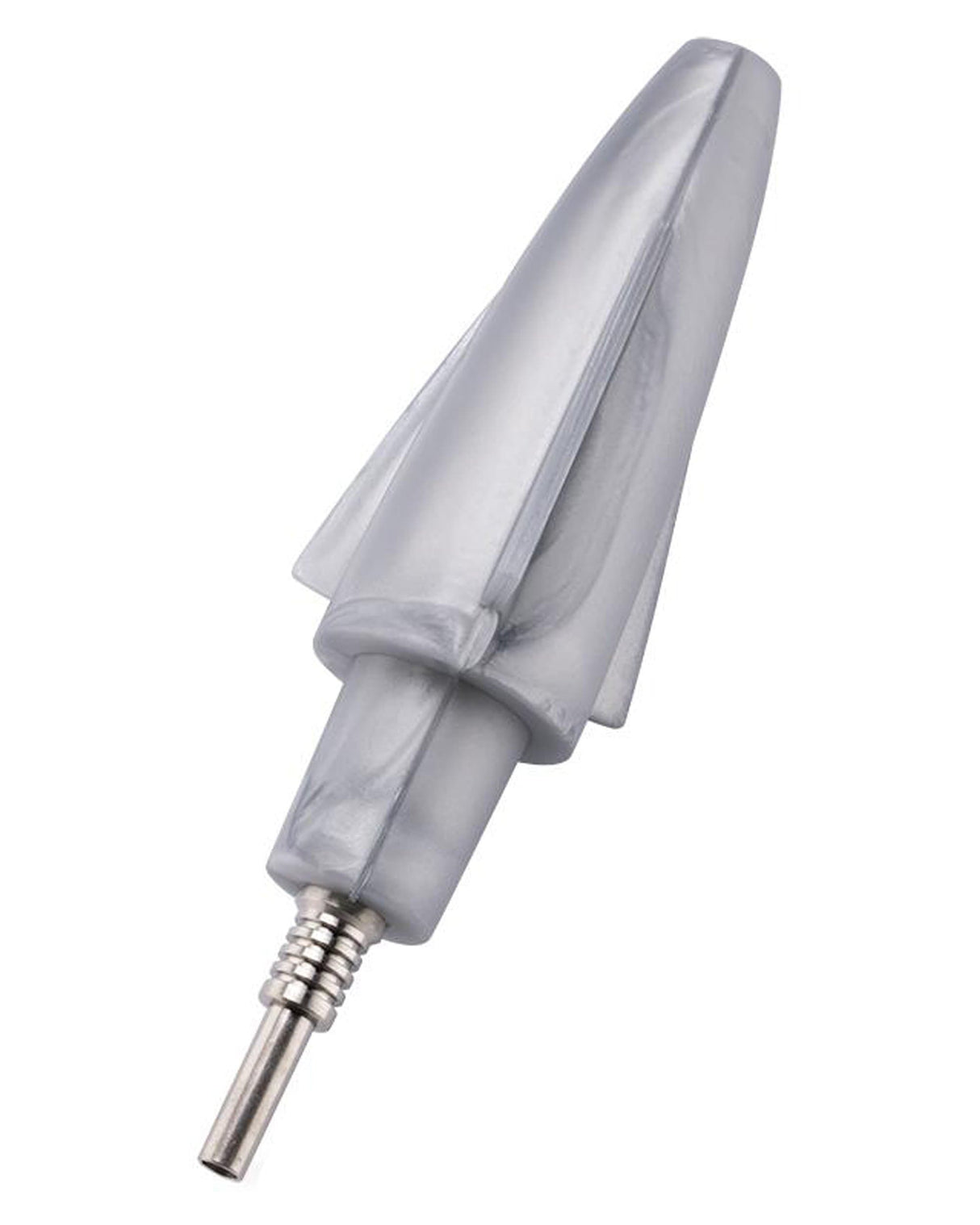 Ooze - UFO Silicone Bong in Silver with Slitted Percolator, 7" Height, for Dry Herbs and Concentrates