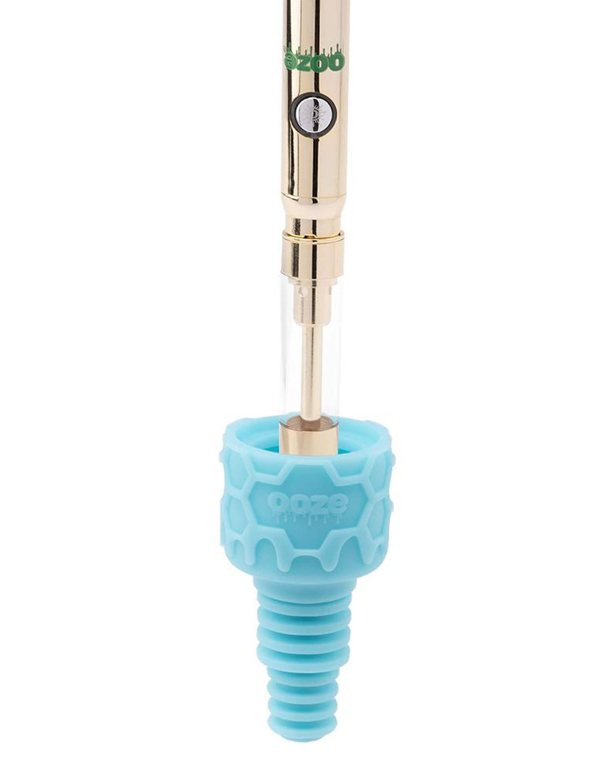 Ooze UFO Silicone Bong in teal with borosilicate glass, slitted percolator, and stash storage feature