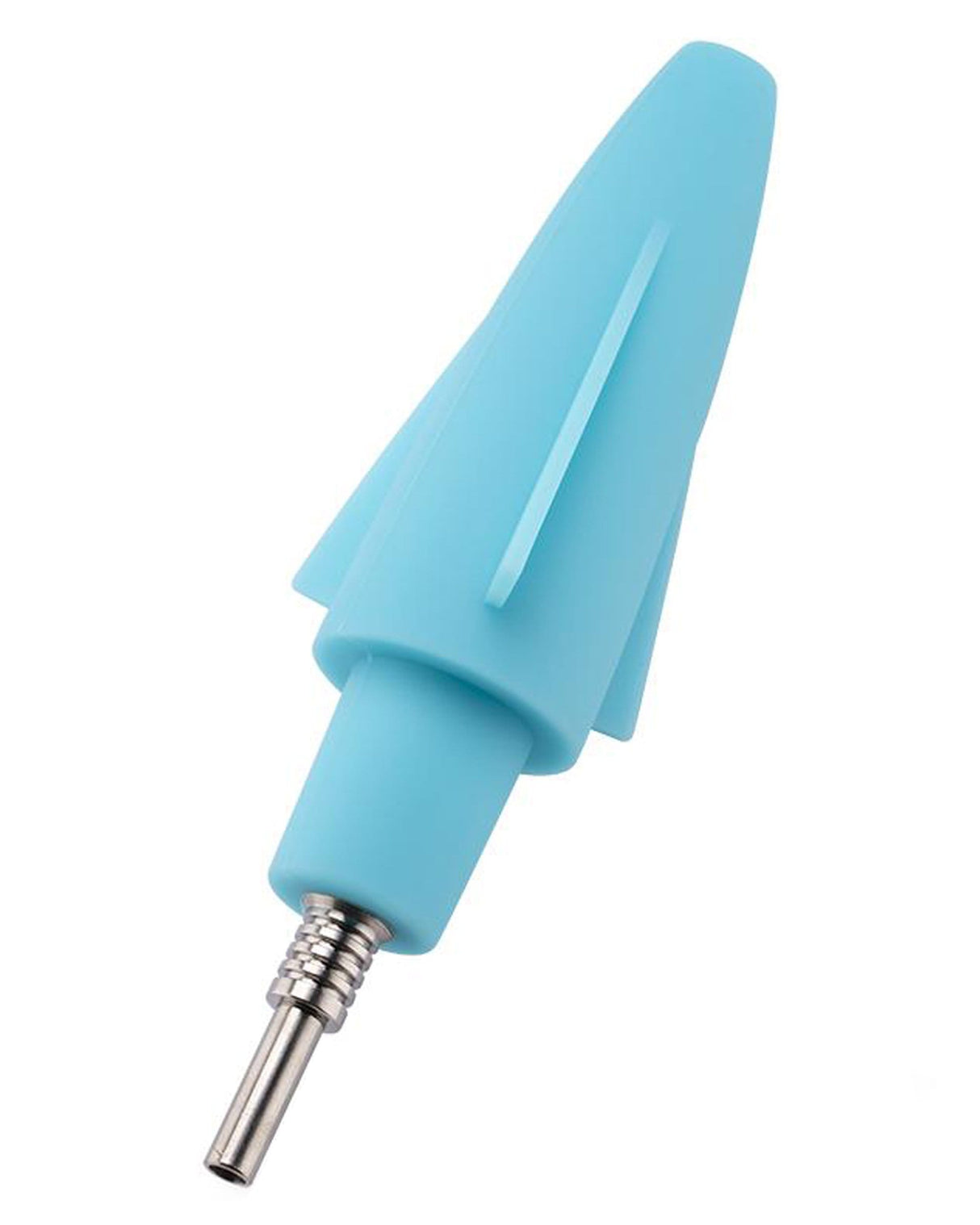 Ooze UFO Silicone Bong in Teal with Slitted Percolator and Borosilicate Glass, Front View