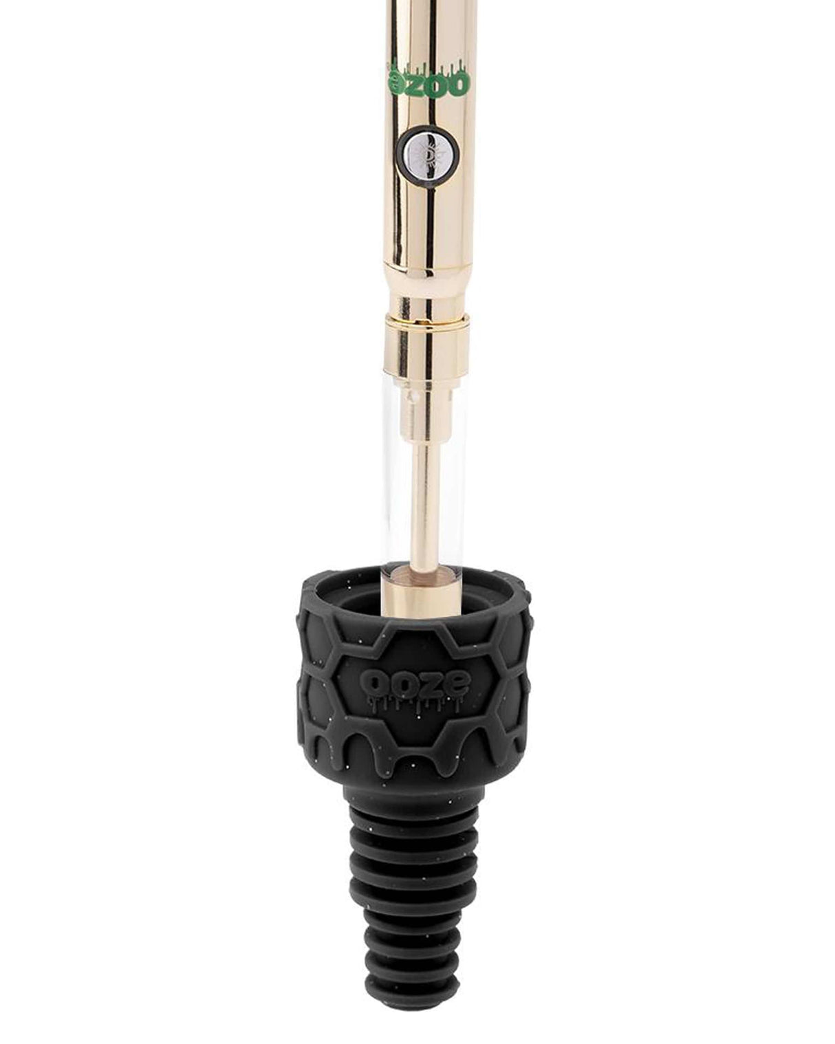 Ooze UFO Silicone Bong in Black with Borosilicate Glass Tube and Slitted Percolator - Front View