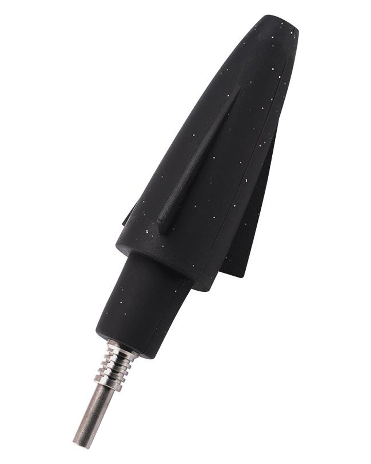 Ooze UFO Silicone Bong in Black, 7" Tall, Side View with Slitted Percolator and Storage