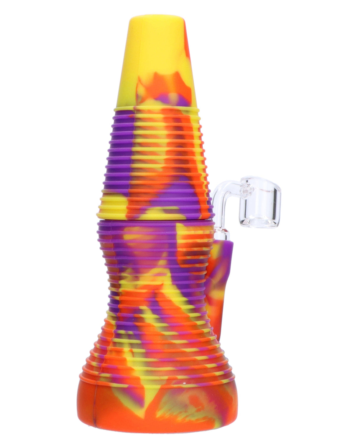 Vibrant Orange Crush Silicone Dab Rig with Quartz Banger, 8" Compact Design, Front View