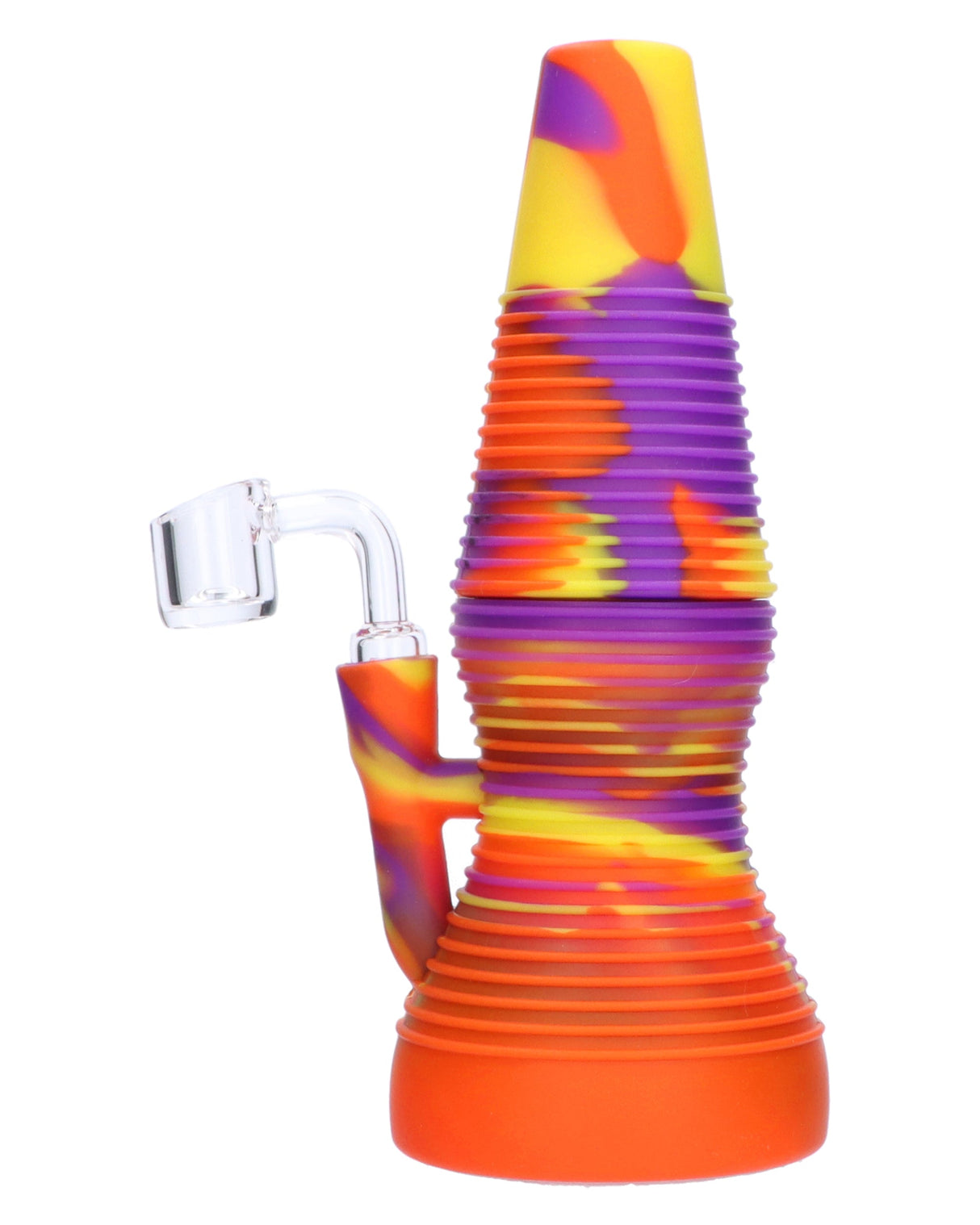 Valiant Distribution 8" Orange Crush Silicone Dab Rig with Quartz Banger, Front View