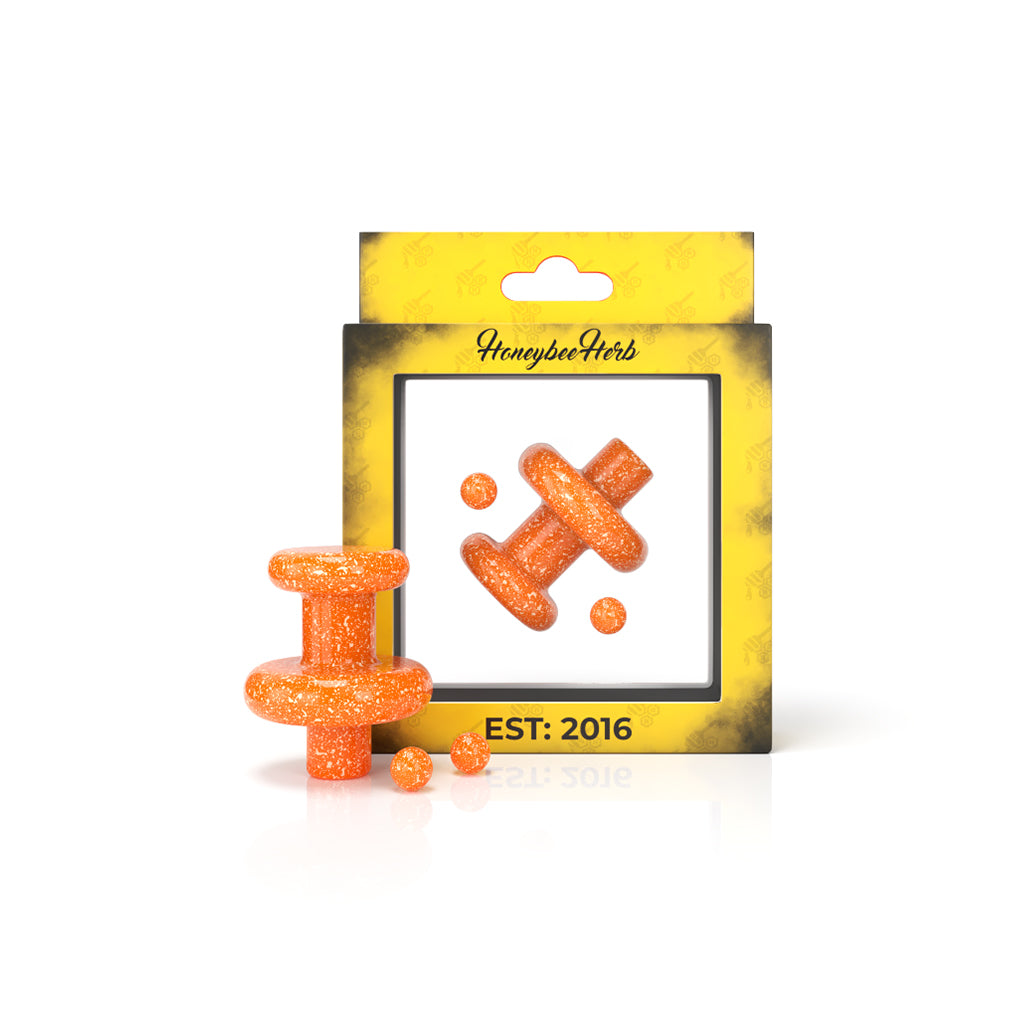 Honeybee Herb Neon Control Tower Set in Orange, front view on white background