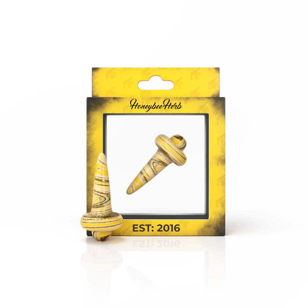 Honeybee Herb Orange Honey Directional Carb Cap for Dab Rigs, front view on branded packaging