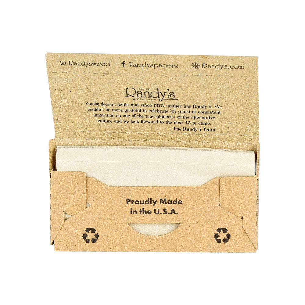 Randy's Organic Hemp Rolling Papers, 25-Pack, Unbleached, 77mm, Front View