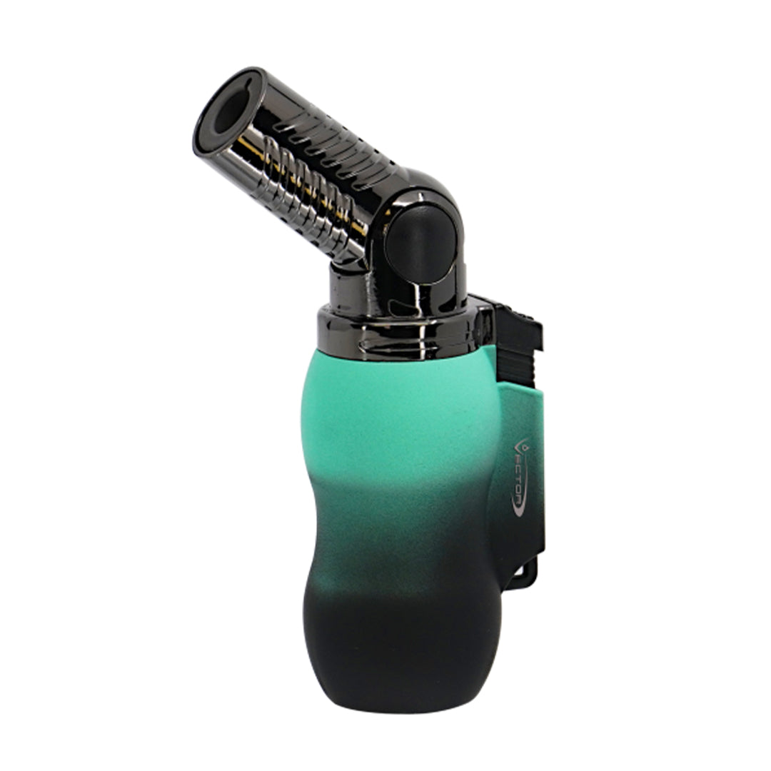Vector Vantage Mini Torch in Turquoise/Black, compact and easy for travel, side view on white background