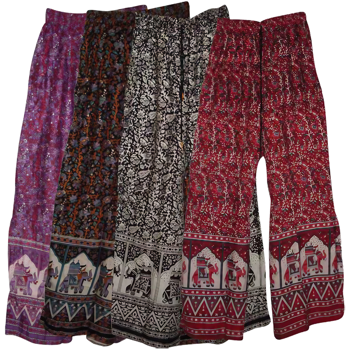 Elephant Print Bohemian Palazzo Trousers