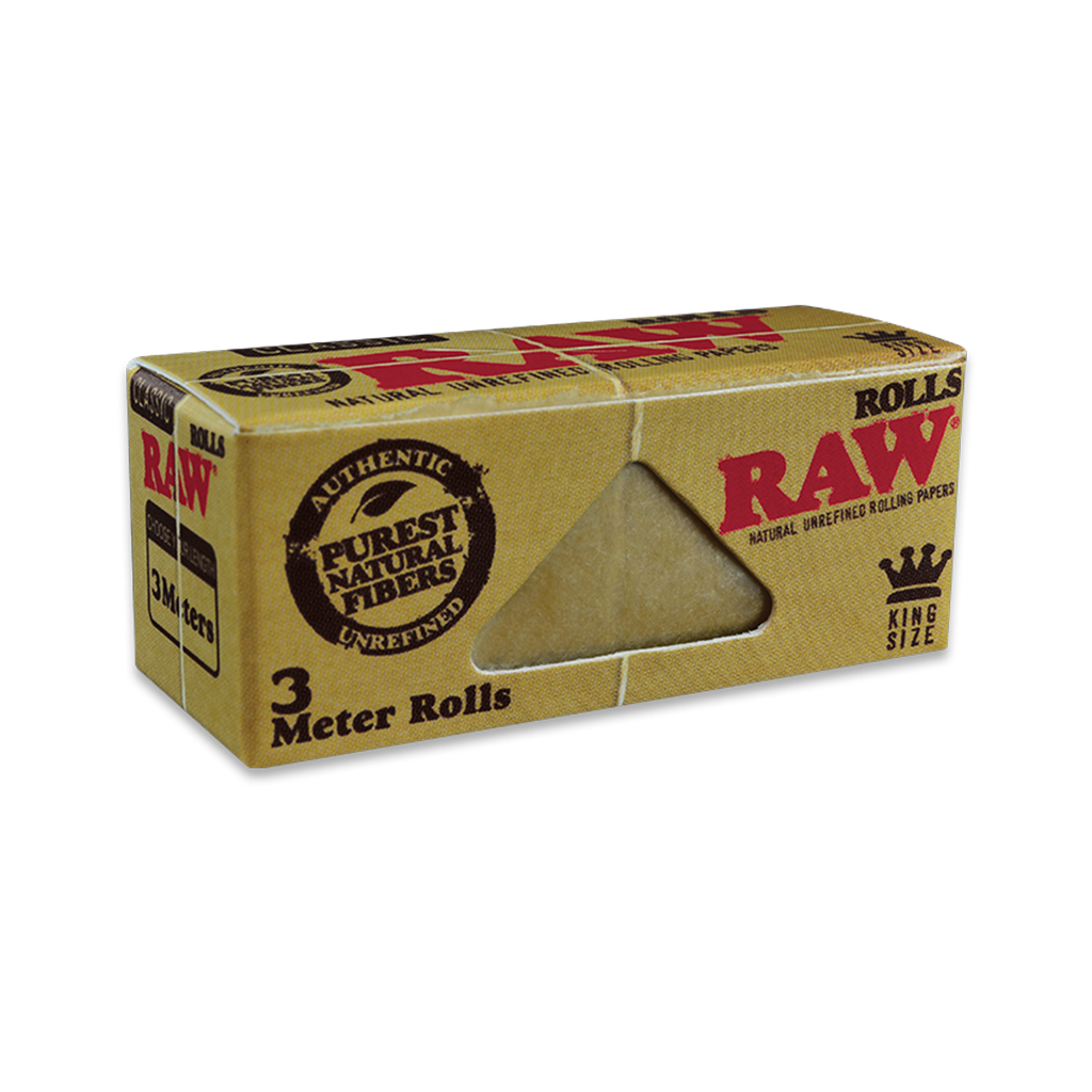 RAW Classic King Size Rolls 9ft pack, front view on a seamless white background
